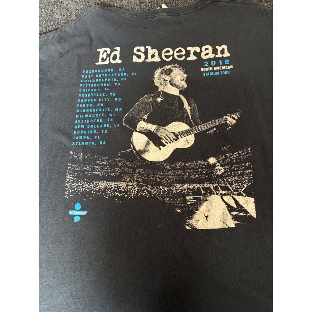 Ed Sheeran 2018 North American Stadium Tour T-Shirt Black Size L Divide Logo